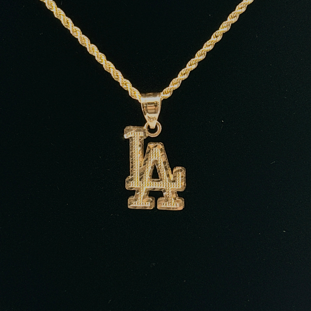 10K Gold LA Necklace charm and chain in real gold