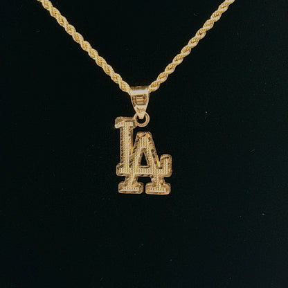 10K Gold LA Necklace charm and chain in real gold