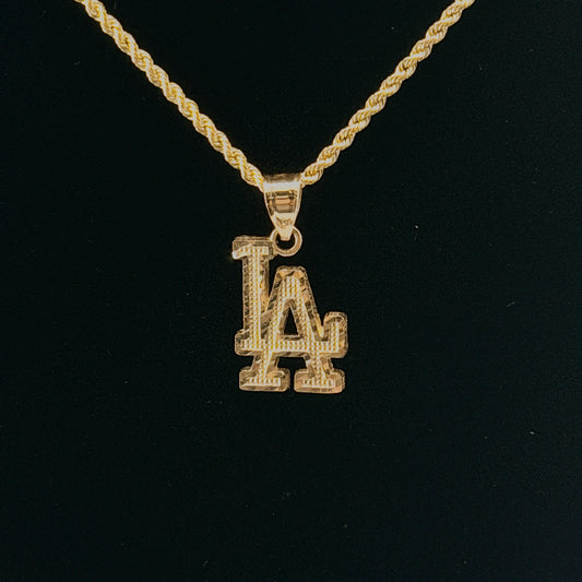 10K Gold Necklace Set - Small LA Charm with Chain