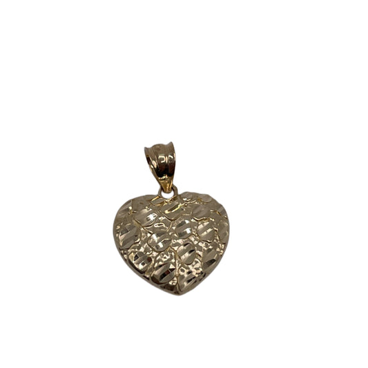 10K GOLD NUGGET HEART CHARM 16mm