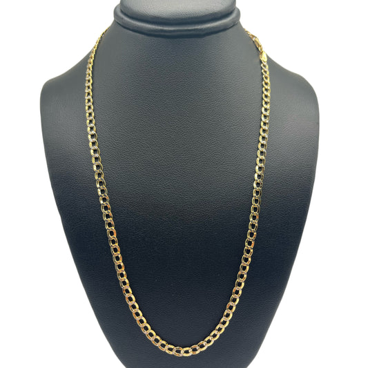 10k Gold 3.5mm Hollow Pave Cuban Chain