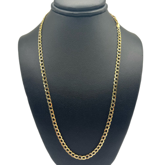 10K Gold Hollow Pave Cuban Chain | Width: 3.7mm