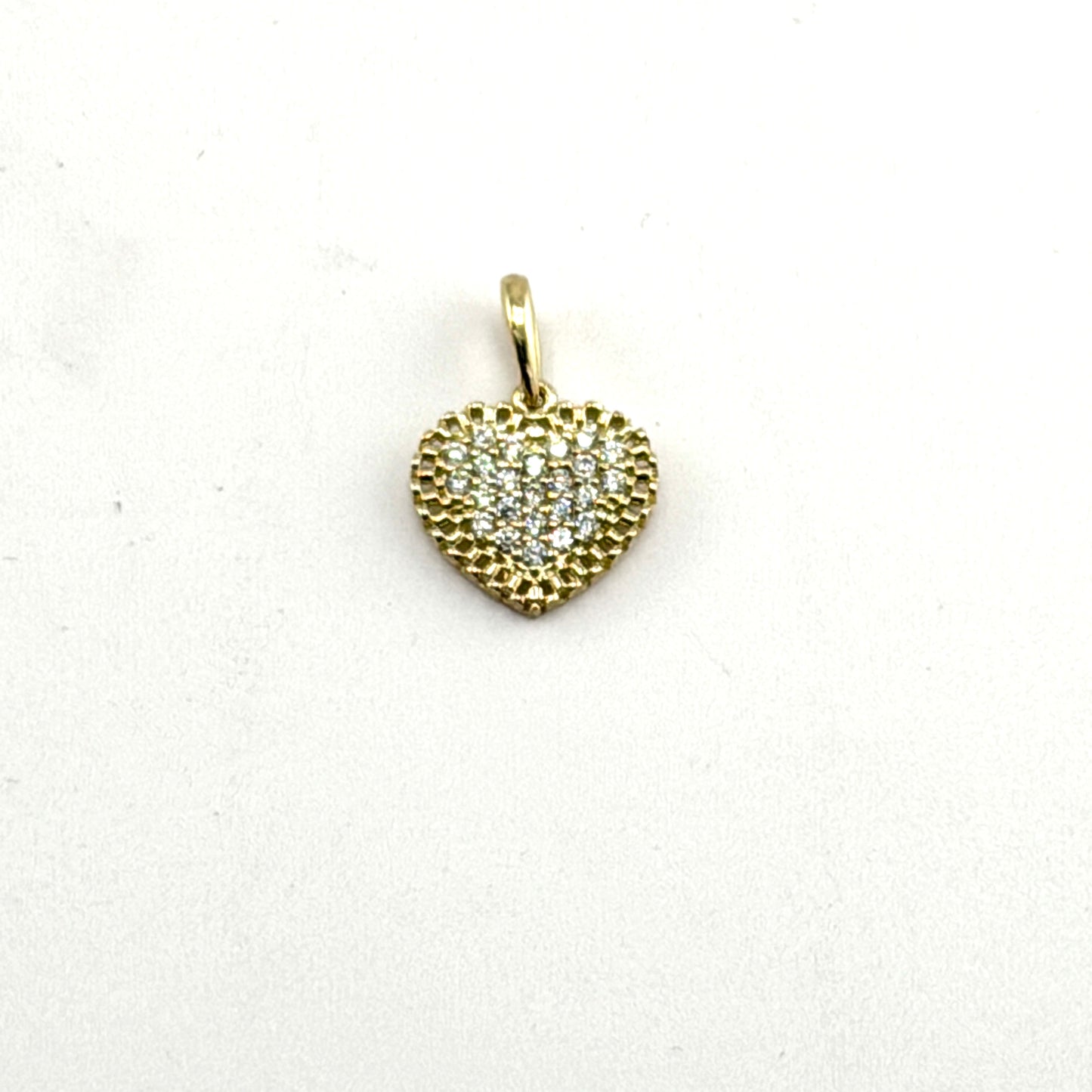 10K Gold Necklace Set - Small CZ Heart with RX Border Charm with Chain