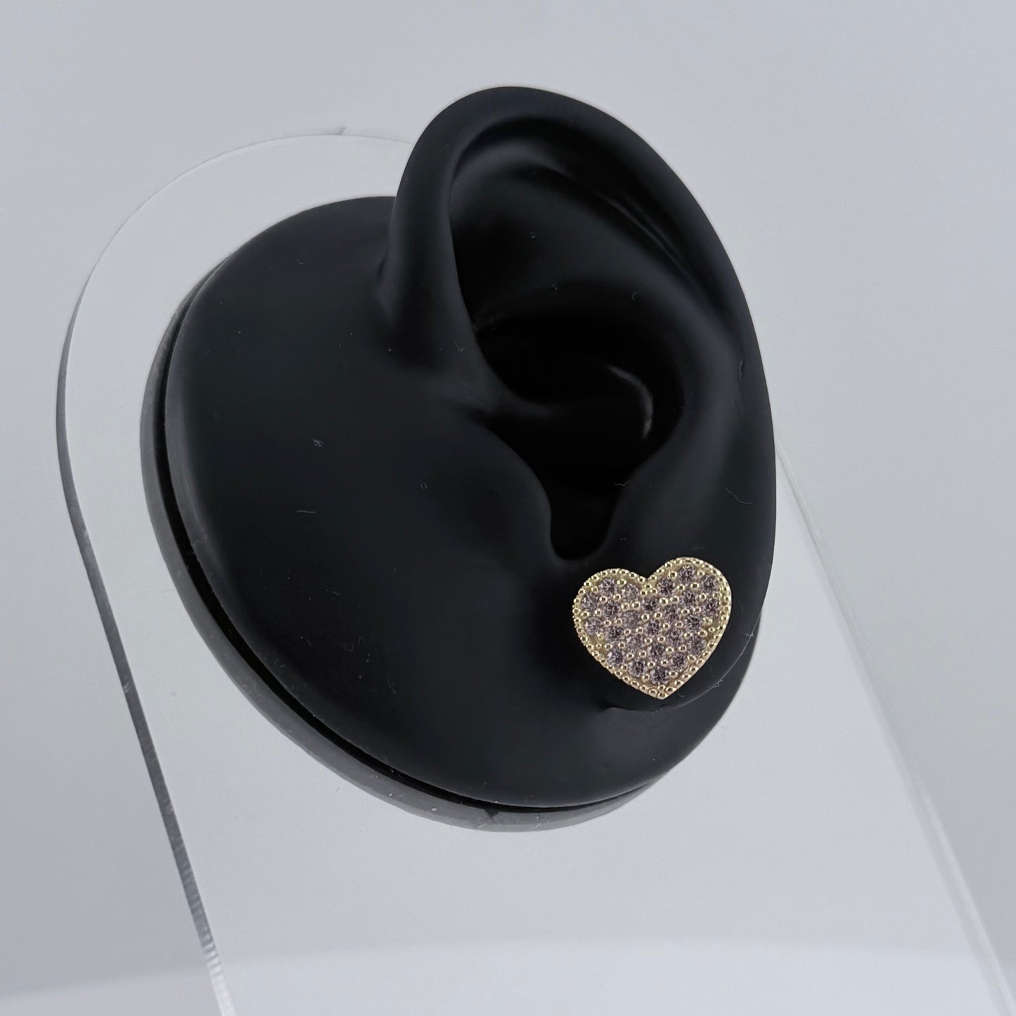 10k Gold Lumi Heart Cz Earrings Pink