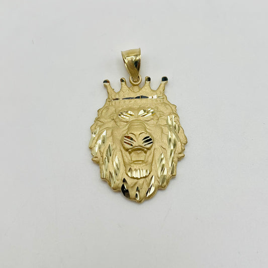 10k Gold Matte Lion Pendant (L)