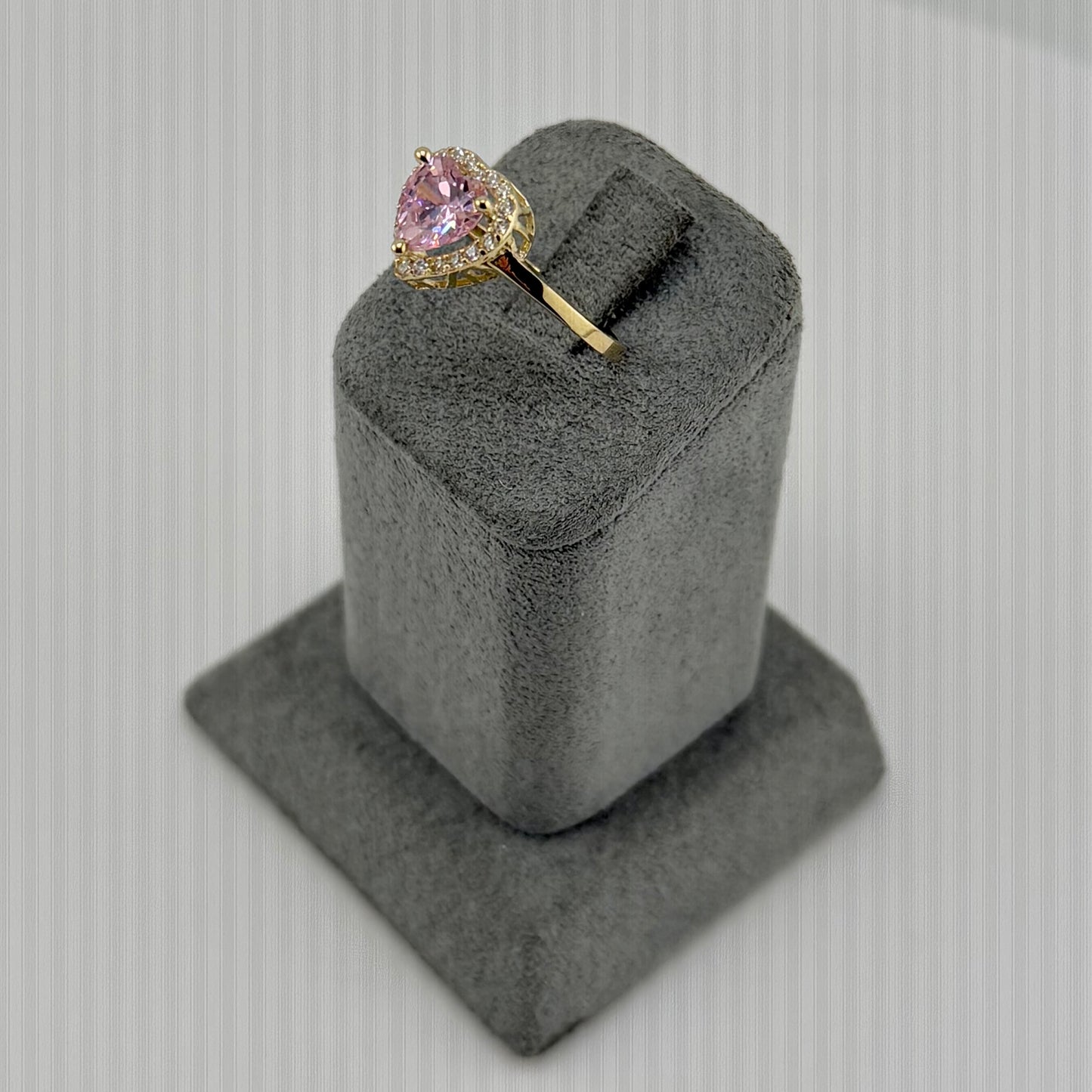 14k Gold Sweet Crush Heart Cz Ring (Pink)
