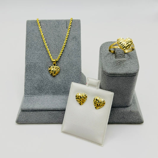 The 10K Gold Heart Nugget Set