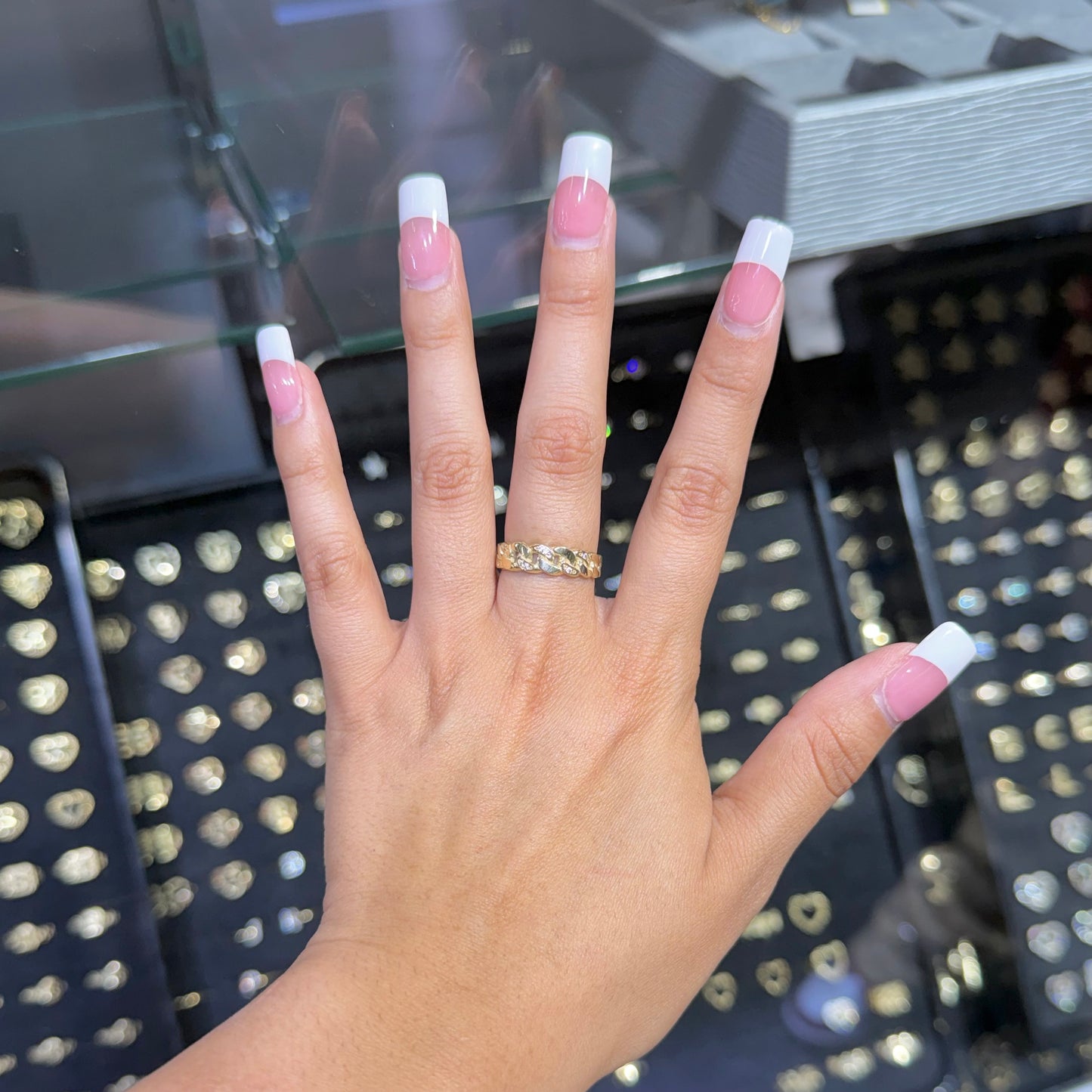 10k Gold Cz Cuban Band Ring