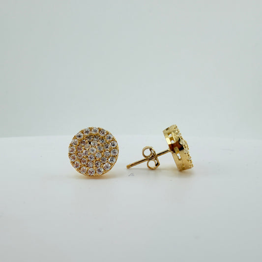 10K Gold CZ Round Classic Earrings