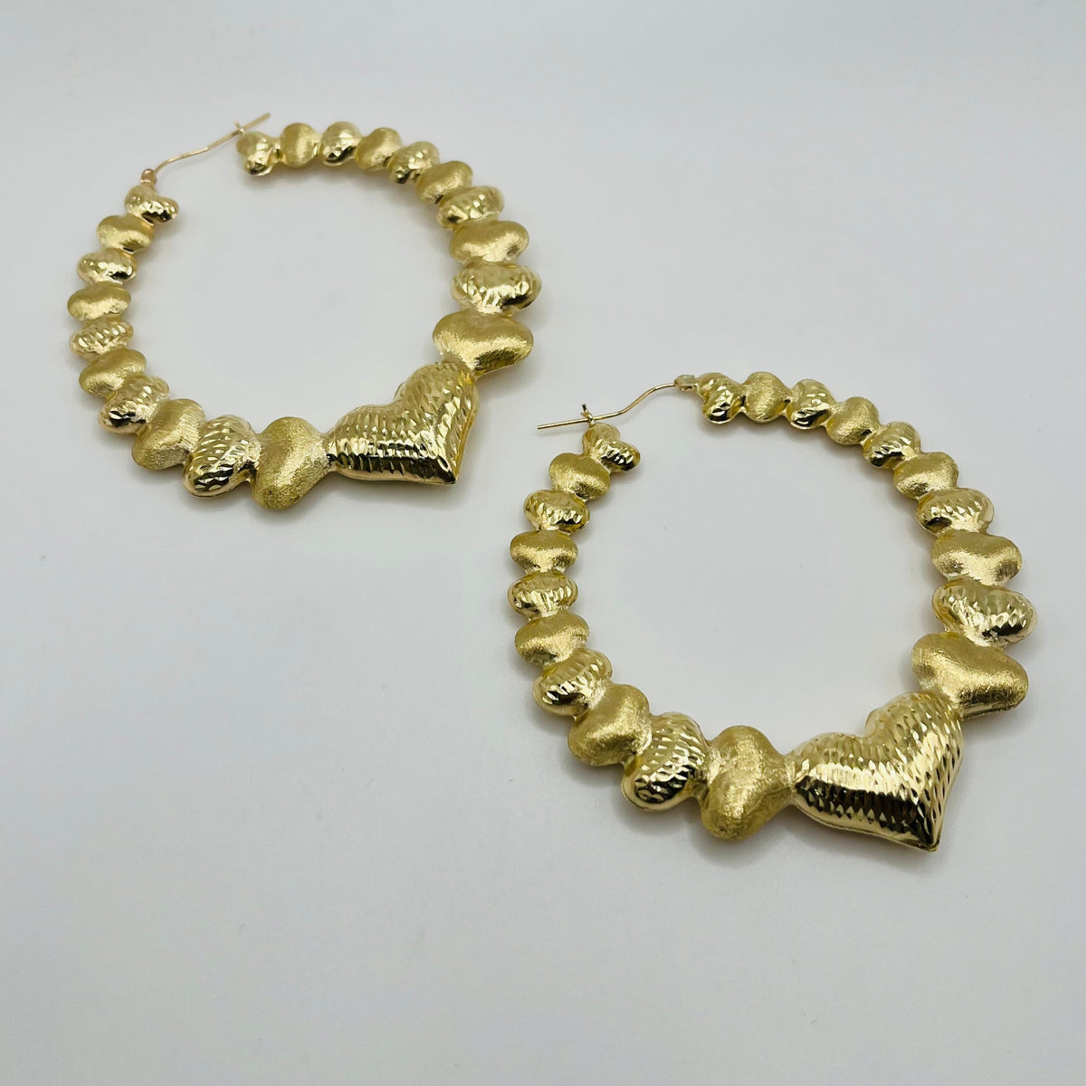 10K Multi Heart Hoop Earrings | Diameter: 3"
