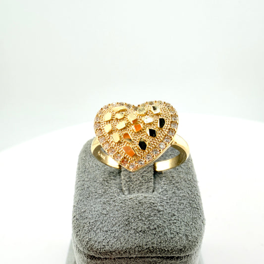 10K Gold Deluxe Nugget Heart with CZ border