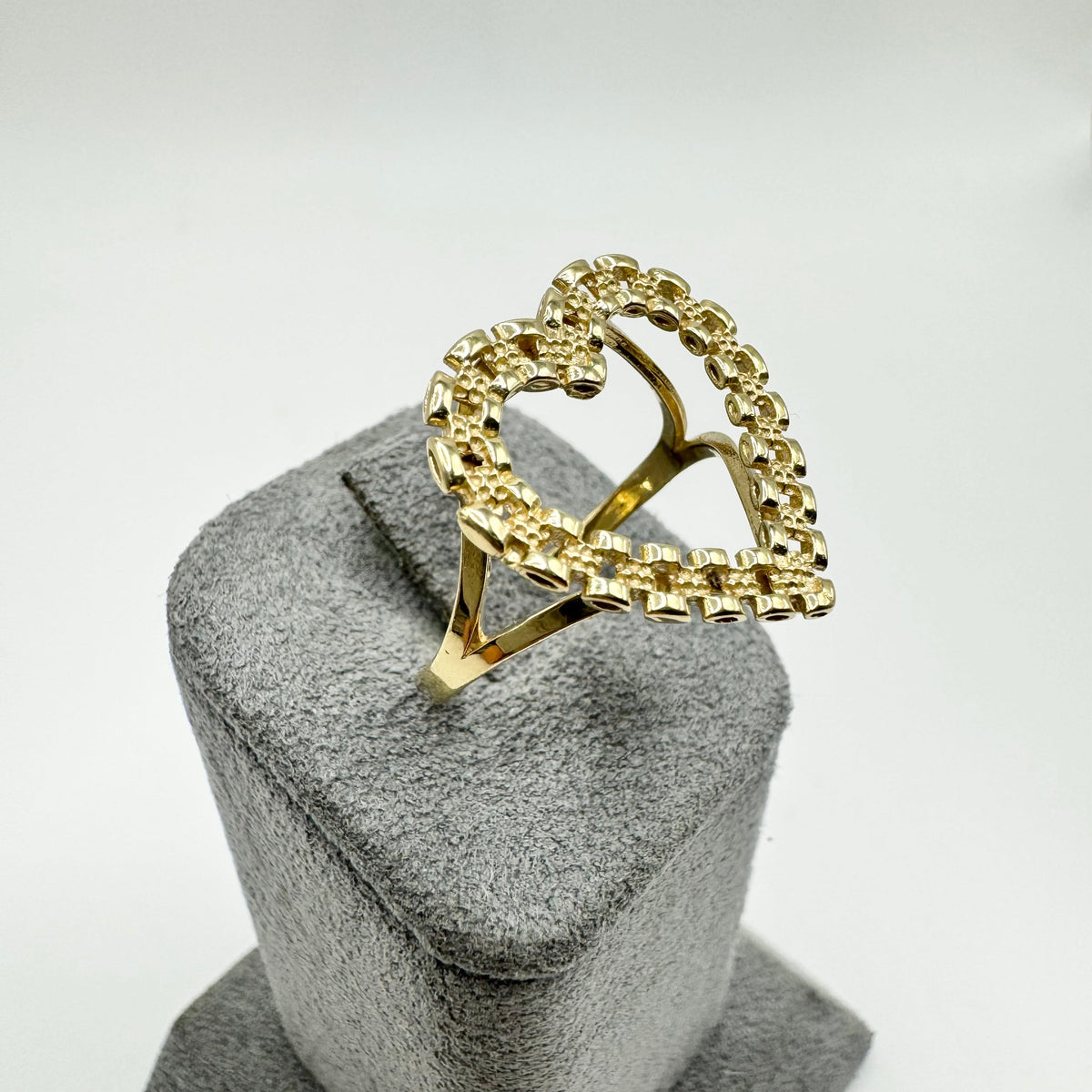 10K Gold RX Heart Ring | Face Size: 20mm