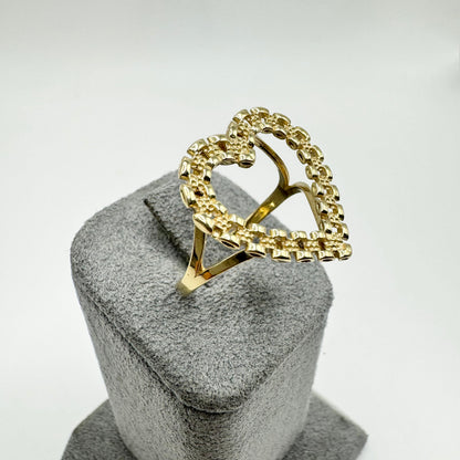 10K Gold RX Heart Ring | Face Size: 20mm