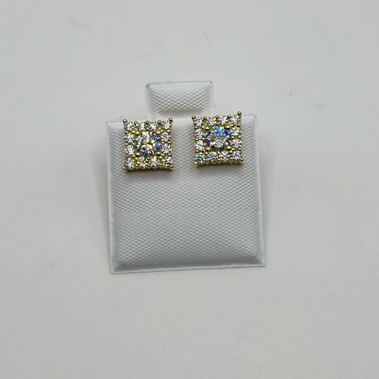 10k Gold Square Cz Earrings (M)
