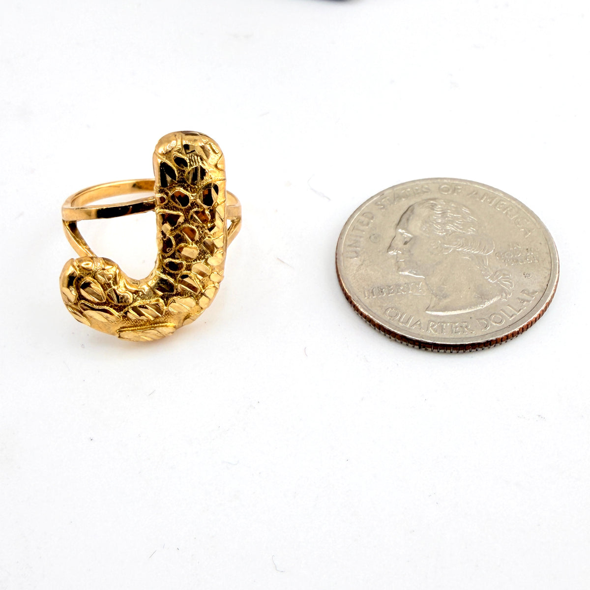 10K Gold Large Nugget Initial Ring