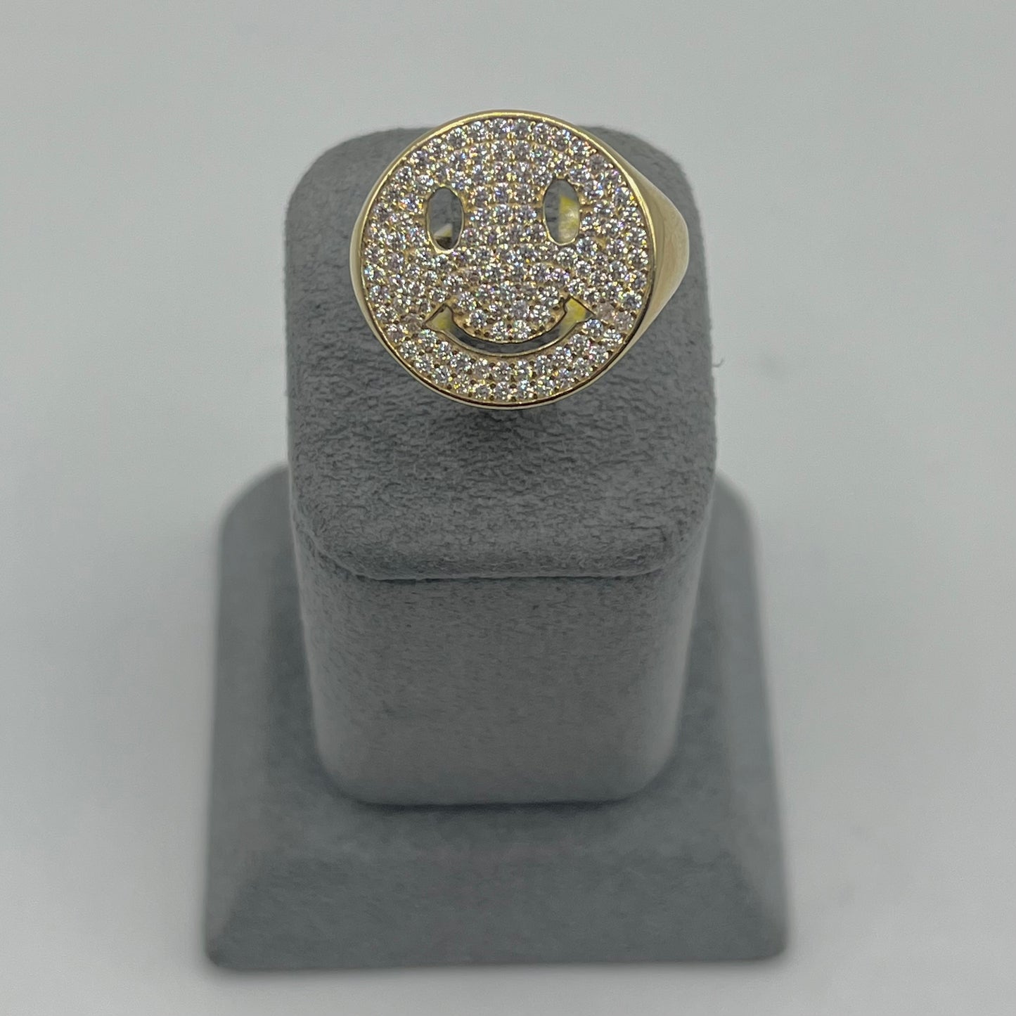 14k Gold Cz Smiley Face Ring