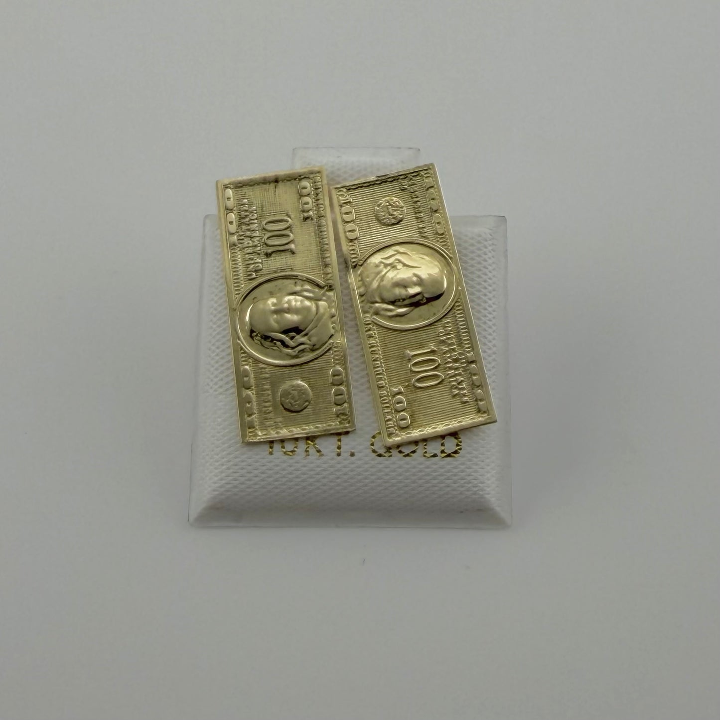 10K Gold $100 Bill Earrings (Small)