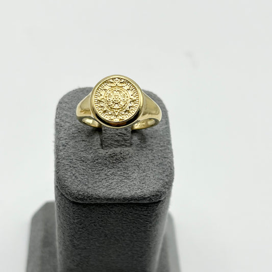 10K Gold Aztec Calendar Ring