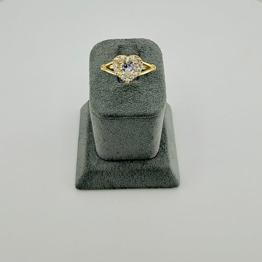 10k Gold Bliss Halo Heart Cz Ring