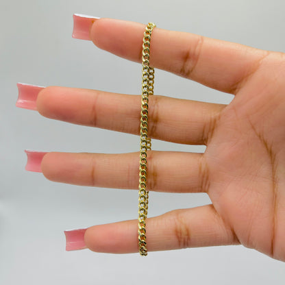 10K Gold 3mm Hollow Miami Cuban Bracelet