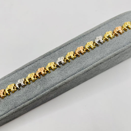 14K Gold Tri-Color Elephant Bracelet