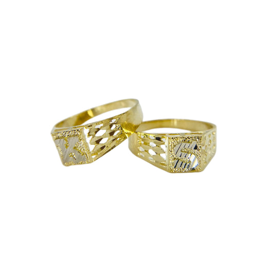 10K Gold Square Initial Ring (small)