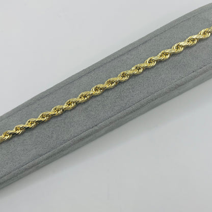 10K Gold Hollow Diamond Cut Rope Bracelet 5MM