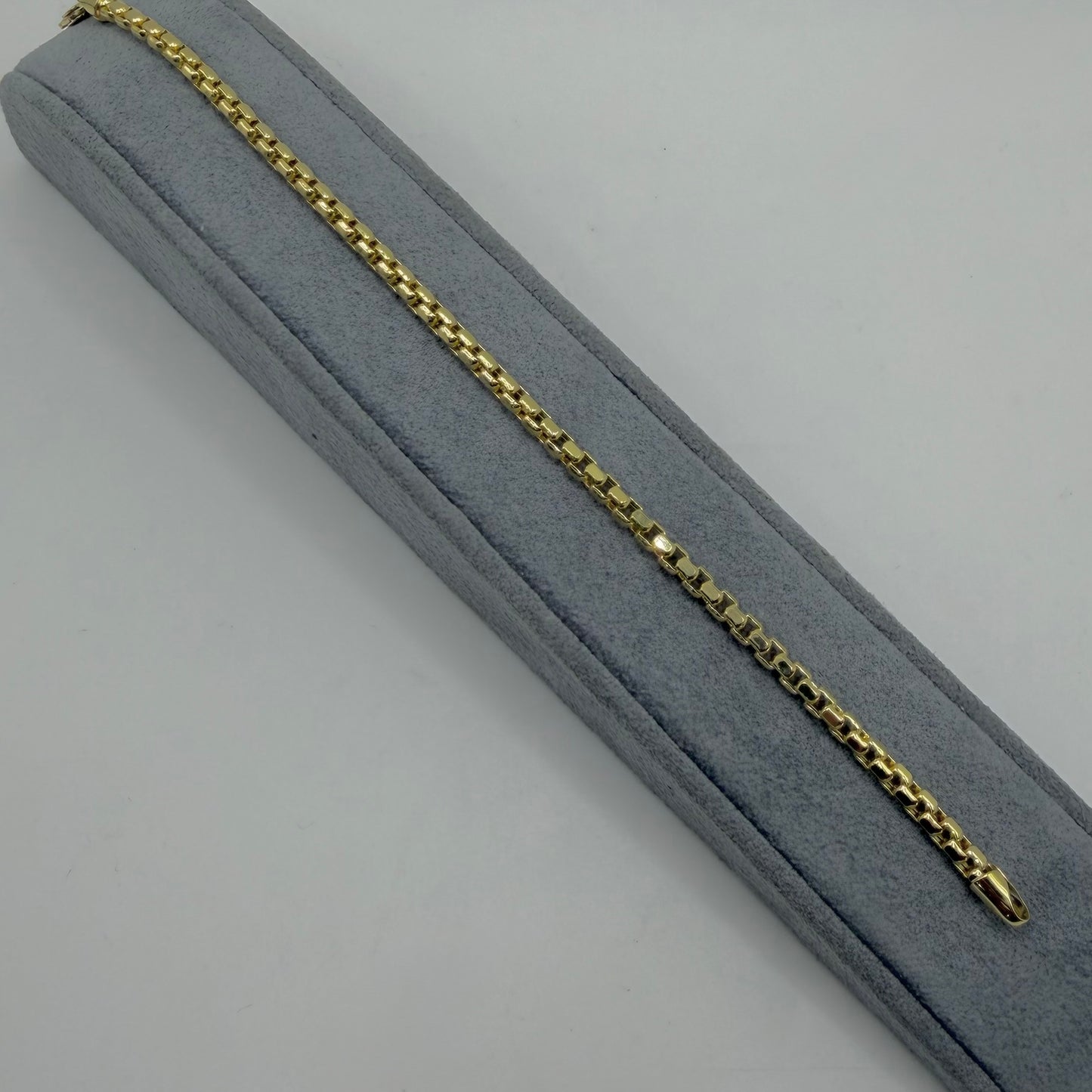 14k Gold 3mm Venetian Box Bracelet