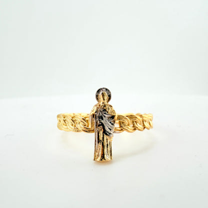 10K Gold San Judas Chino Link Ring