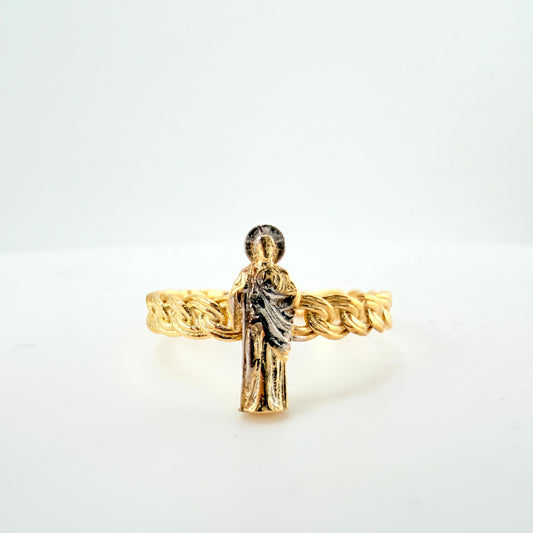 10K Gold San Judas Chino Link Ring