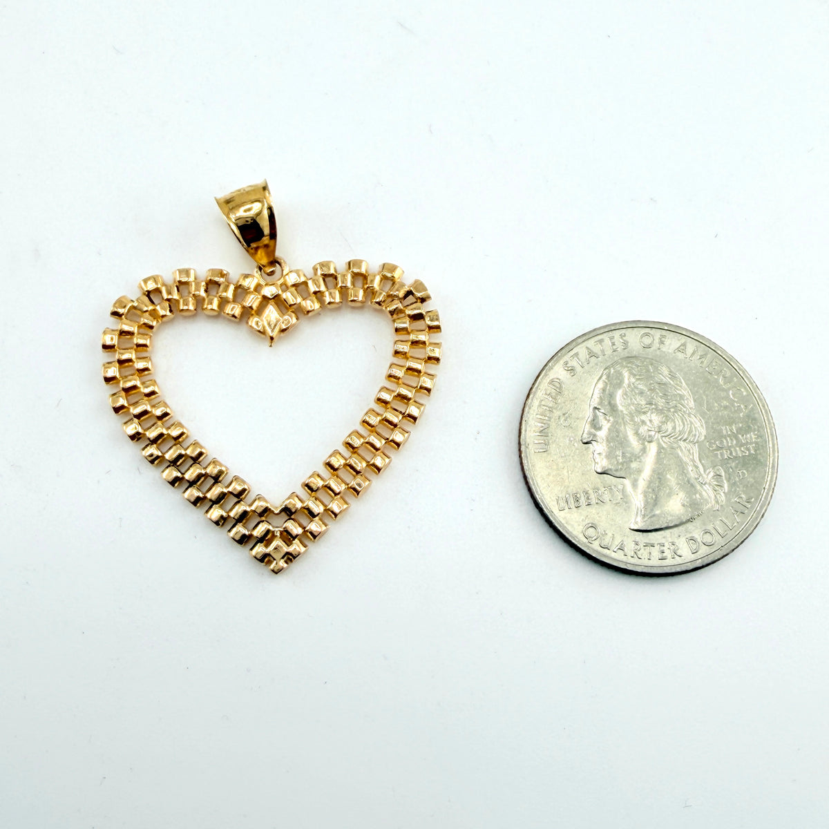 10K Gold RX Open Heart Charm Large