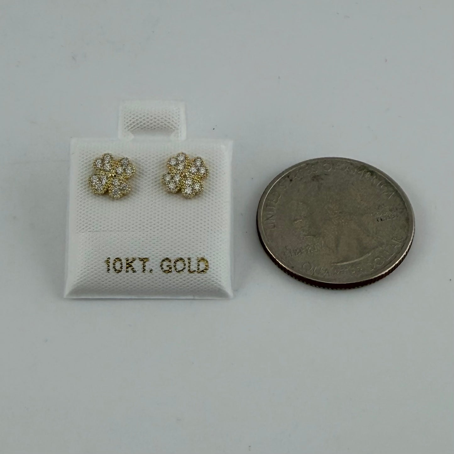 10K Gold CZ Clover Earrings (S)