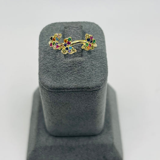 14k Gold Multicolor CZ Butterfly Ring
