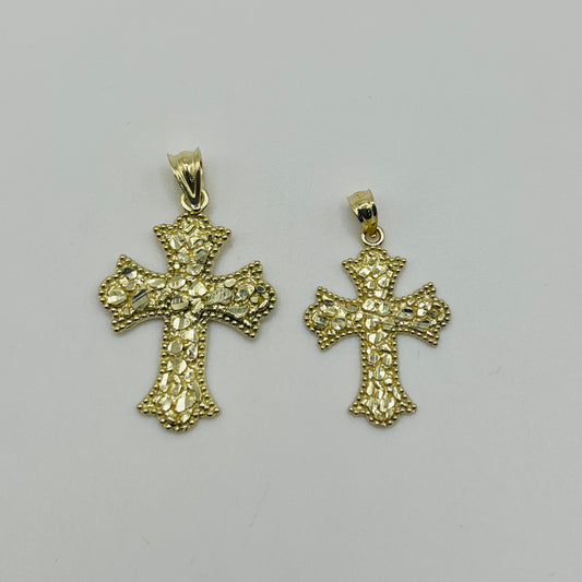 10k Gold Earthborn Nugget Cross Pendant (XS)