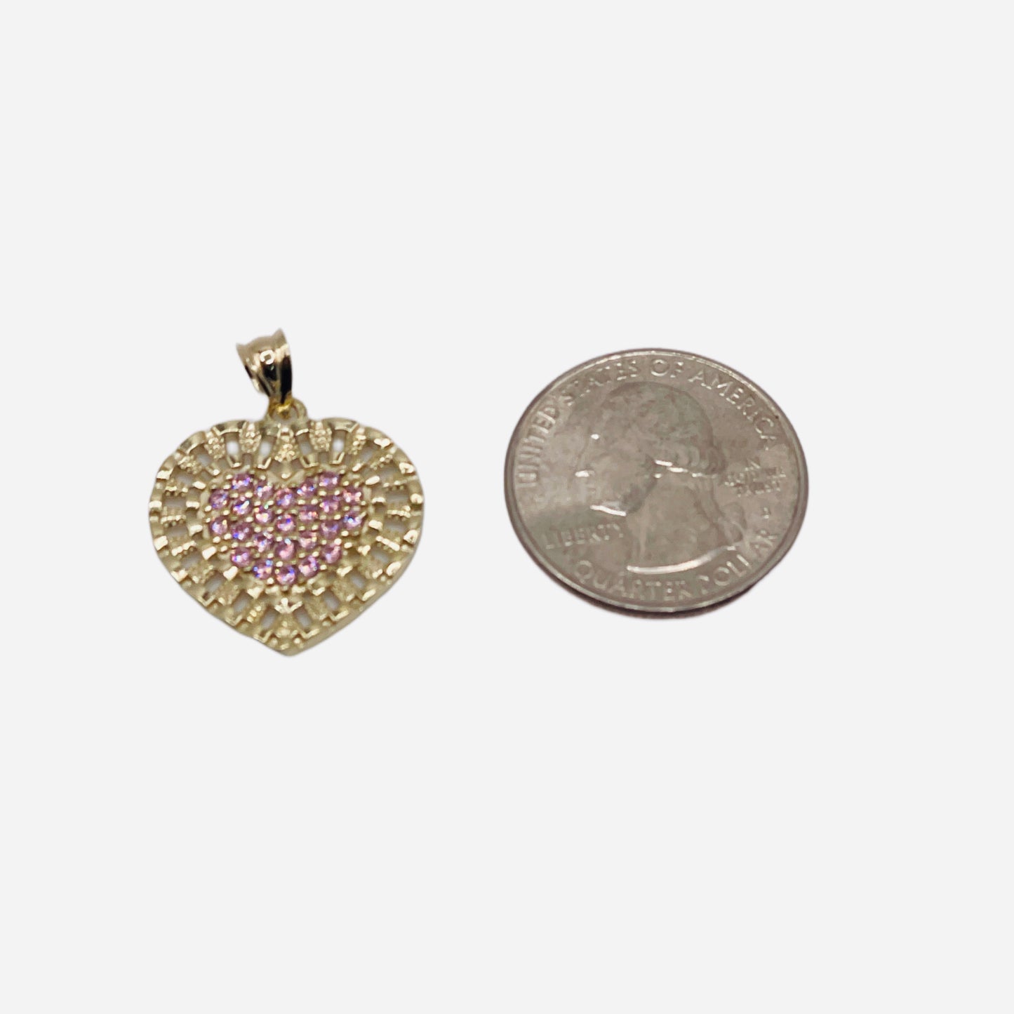 10K Gold Flat Pink Heart RX Charm