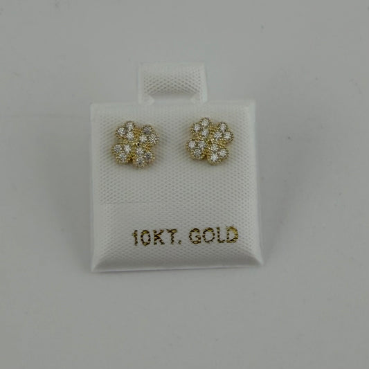10K Gold CZ Clover Earrings (S)
