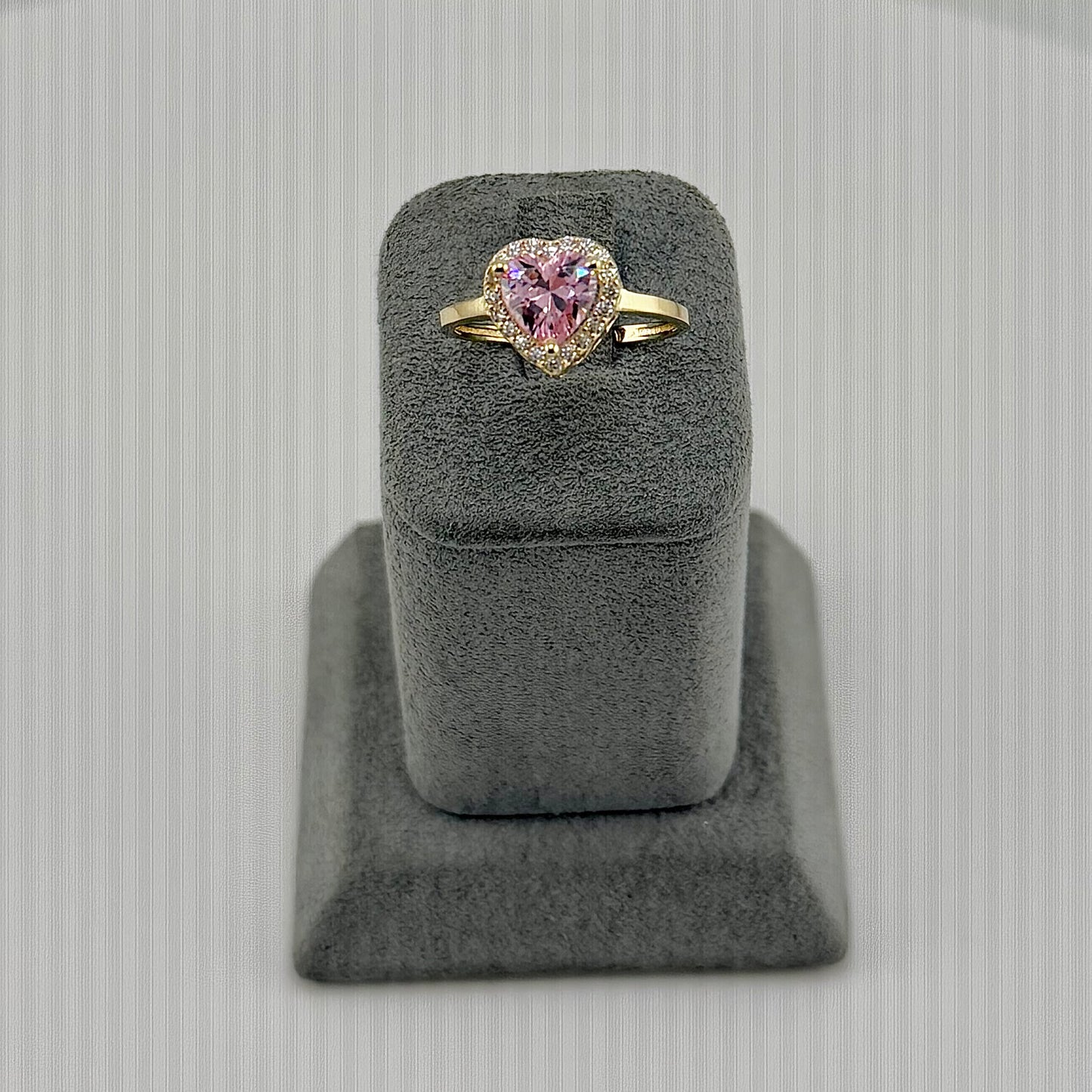 14k Gold Sweet Crush Heart Cz Ring (Pink)