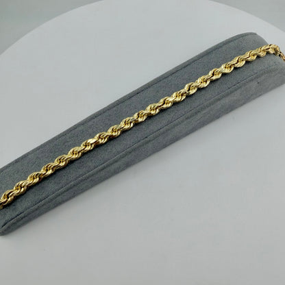 10K Gold 6mm Hollow Rope Bracelet