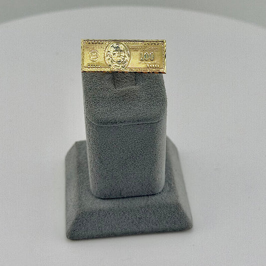 10K Gold $100 Bill Ring ( 4mm band)