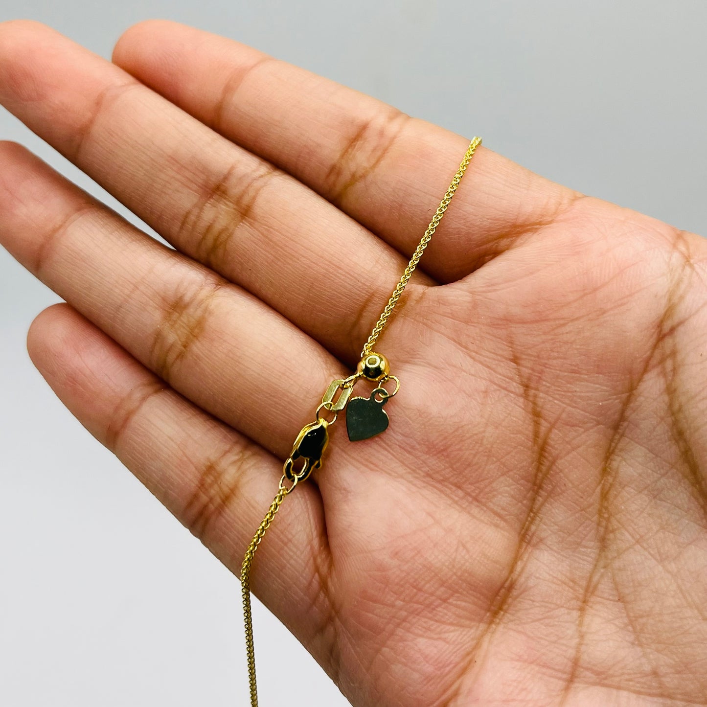 14k Gold 1mm Adjustable Rollo Chain With Heart Lock