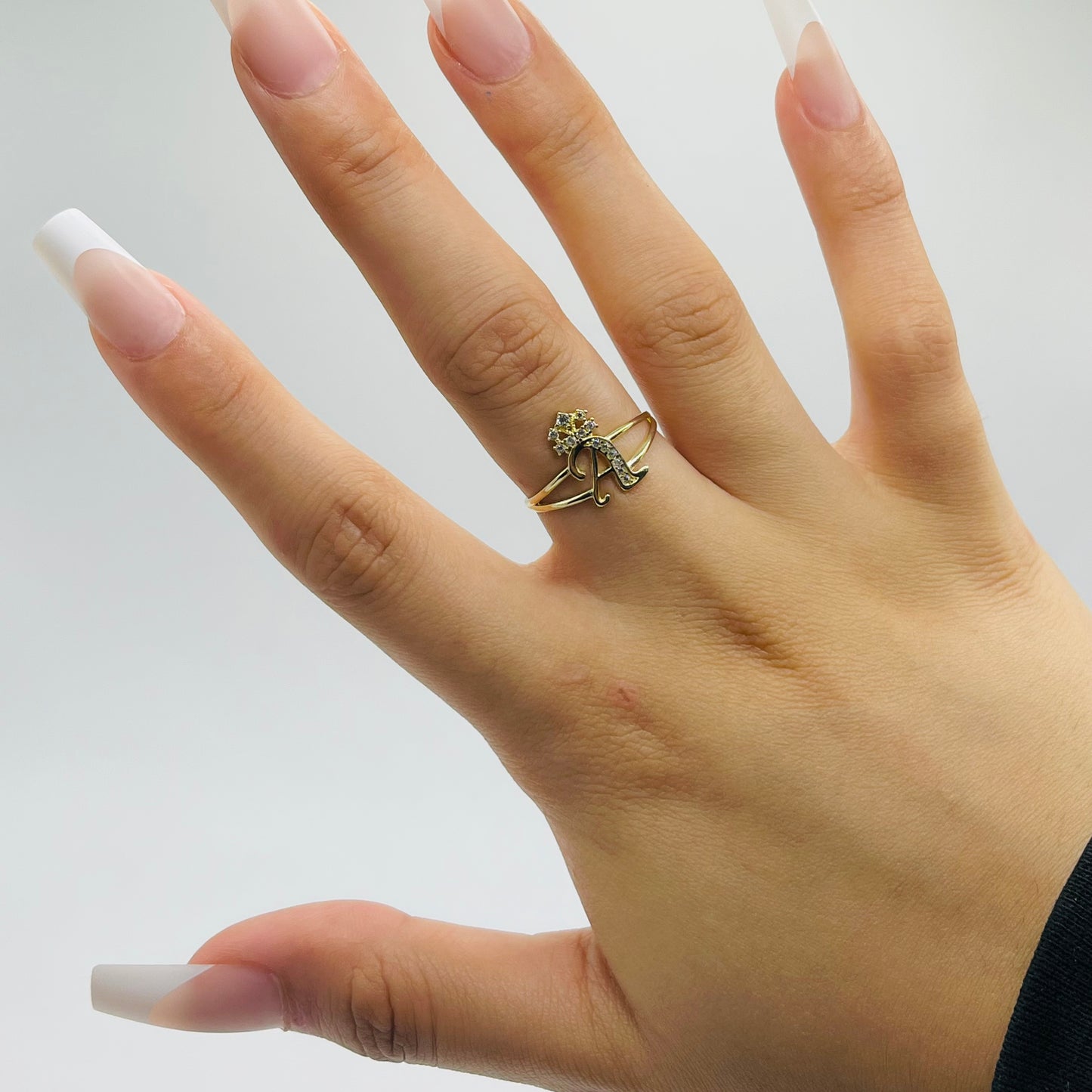 10K Gold Initial Ring with Crown