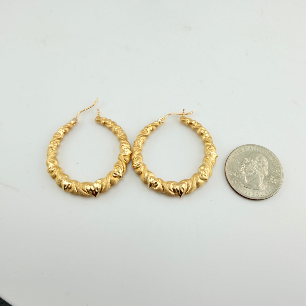 10K Gold All Heart Hoop Earrings 1.4"