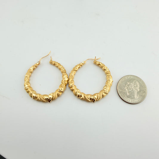 10K Gold All Heart Hoop Earrings 1.4"