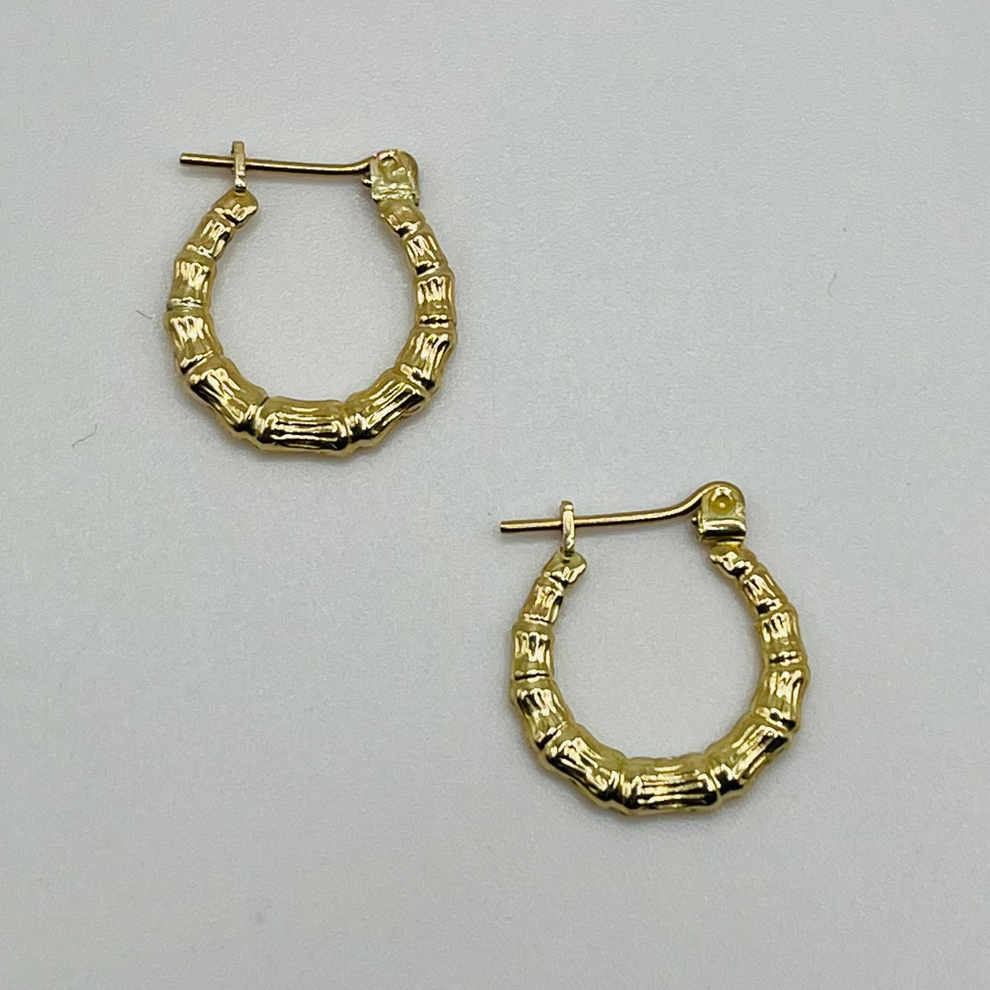 10K Gold Bamboo Hoop Earrings (baby hoops)