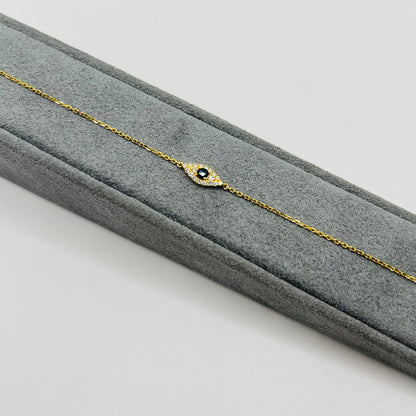 14k Gold Diamond Evil Eye  Bracelet