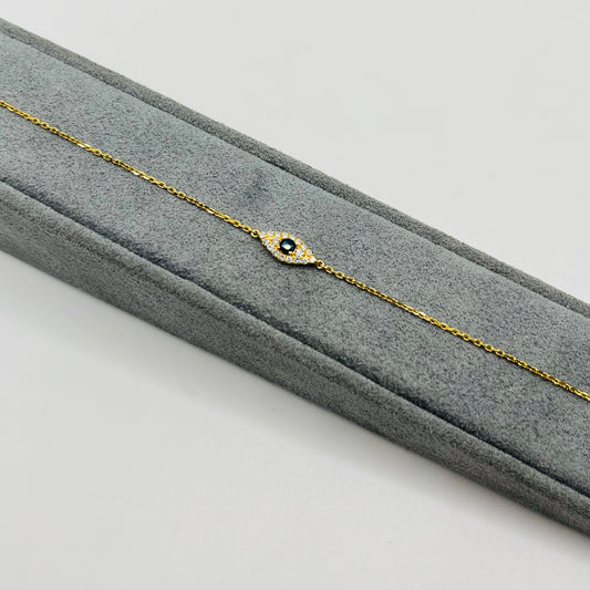 14k Gold Diamond Evil Eye  Bracelet