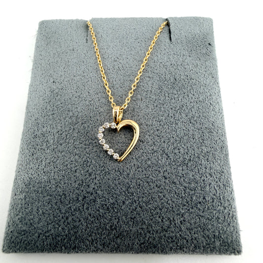 Natural Diamond 14k Gold Heart Necklace Set