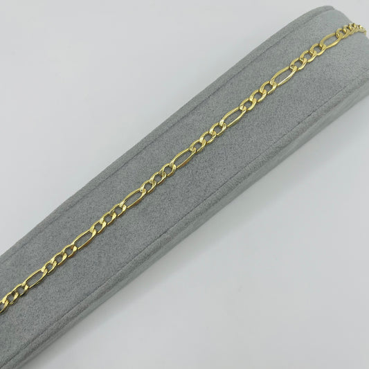 14K Gold 4.5mm Hollow Figaro Bracelet