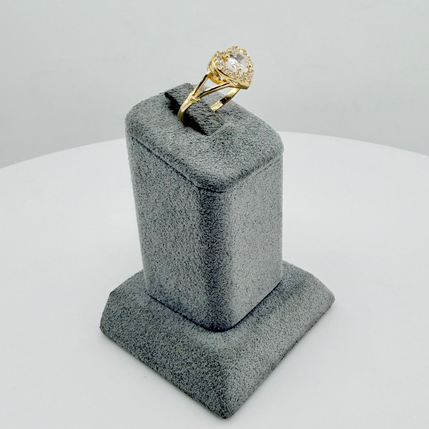 10k Gold Bliss Halo Heart Cz Ring