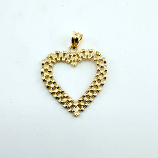10K Gold RX Open Heart Pendant | Diameter: 1.7in